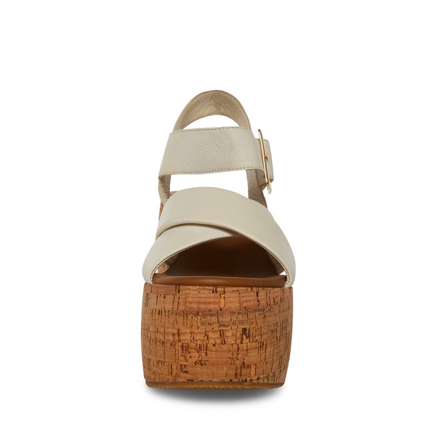 Sandalias de Plataforma Steve Madden Palmer Cuero Mujer Blancas | ES OZ1609